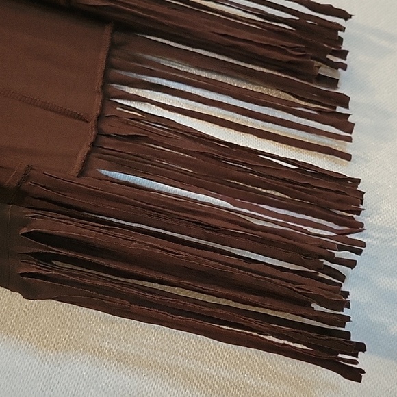 Rock & Roll Cowgirl Fringe vest tank top dark brown Nashville - Picture 3 of 5